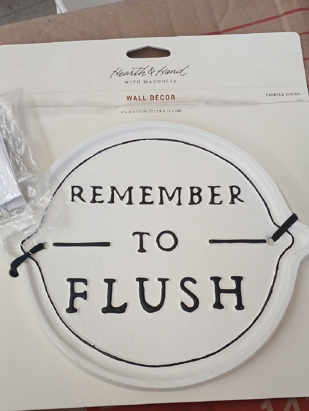 Hearth & Hand White "Remember to Flush" Ceramic Wall Décor